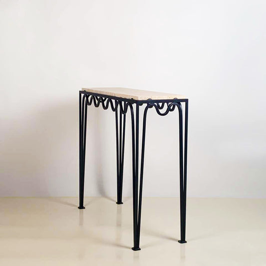 Console 'Méandre' avec plateau en Travertin