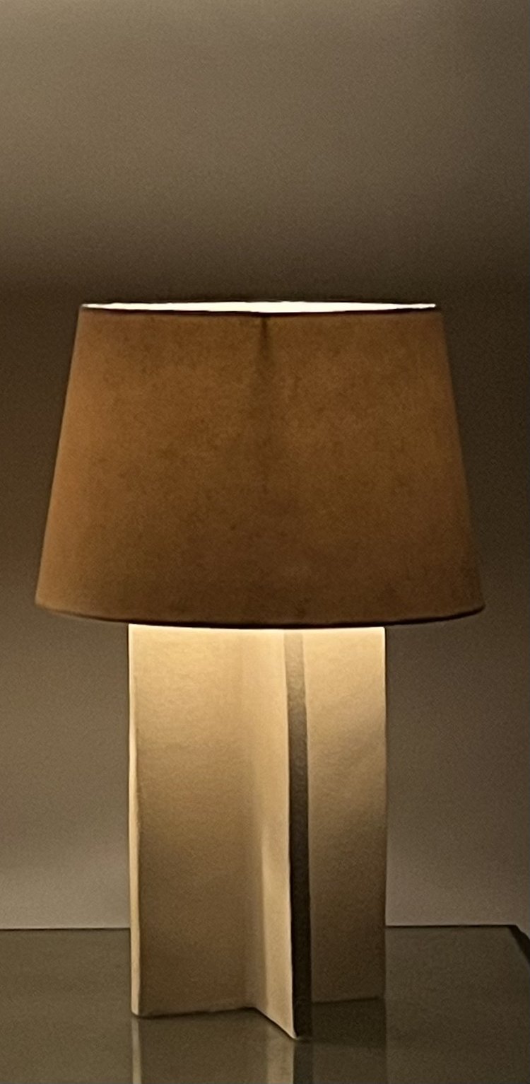 Lampe 'Croisillion' en Grès crème