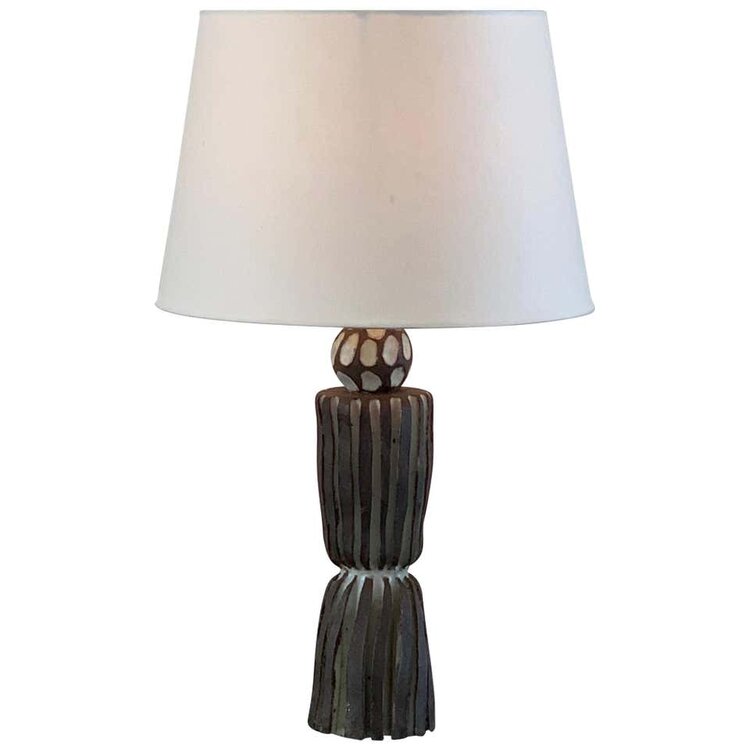 Lampe de table ou chevêt en Grès sculpter noir et blanc