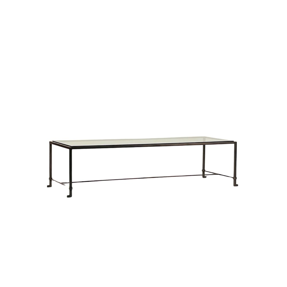 Longue table basse 'Diagramme' avec surface en verre