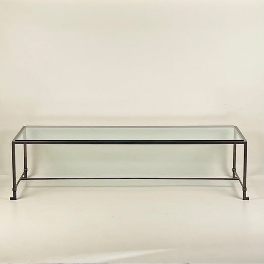 Longue table basse 'Diagramme' avec surface en verre