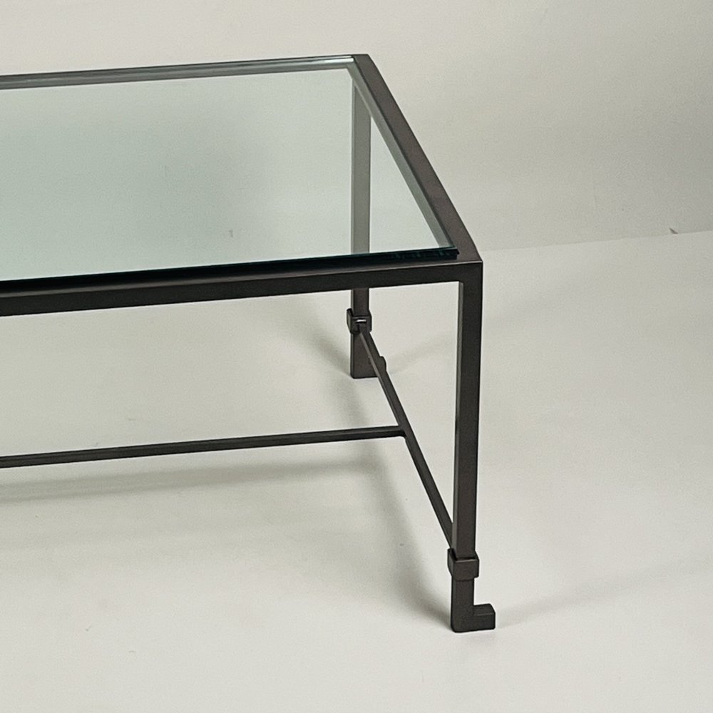 Longue table basse 'Diagramme' avec surface en verre