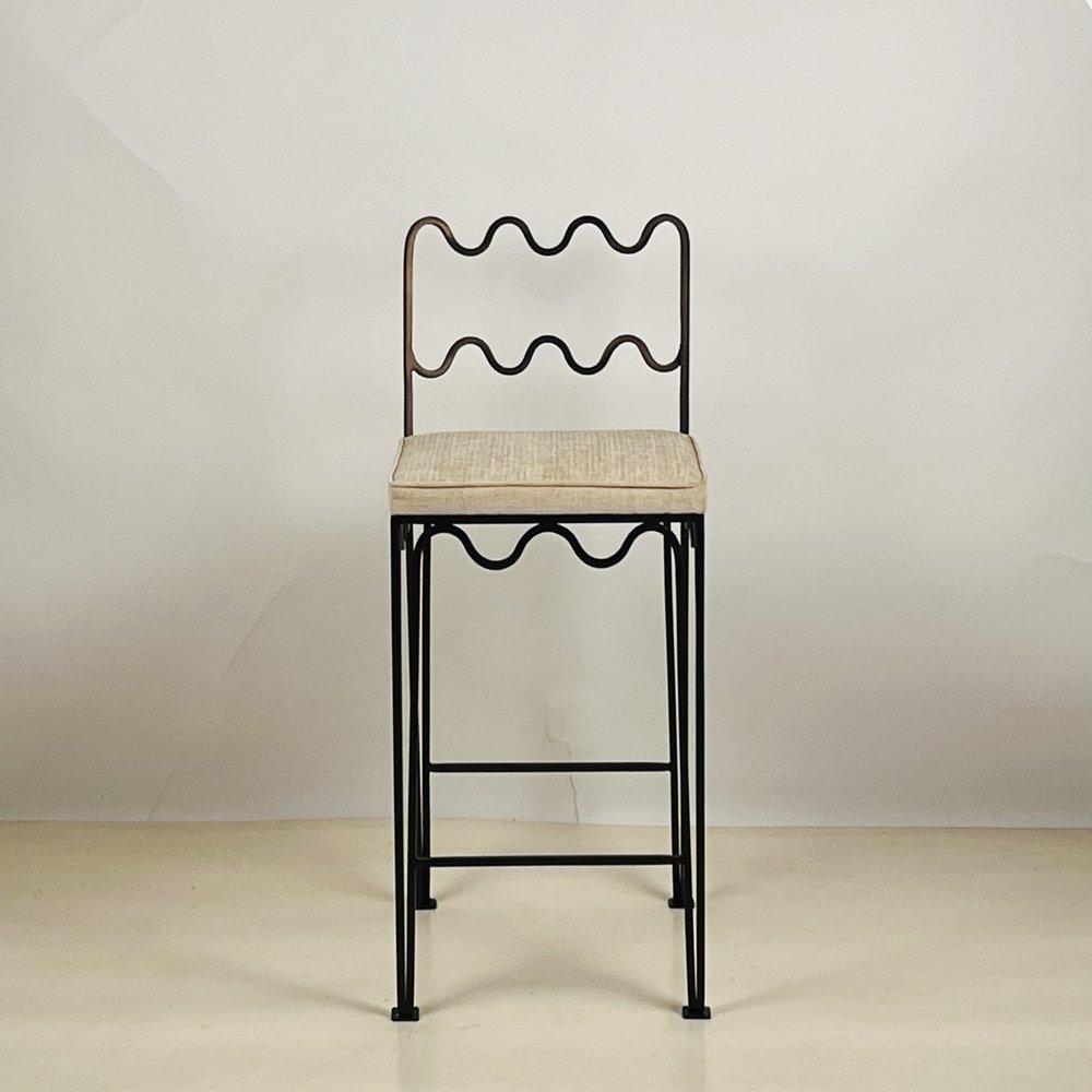 Tabouret 'Méandre' avec assise crème