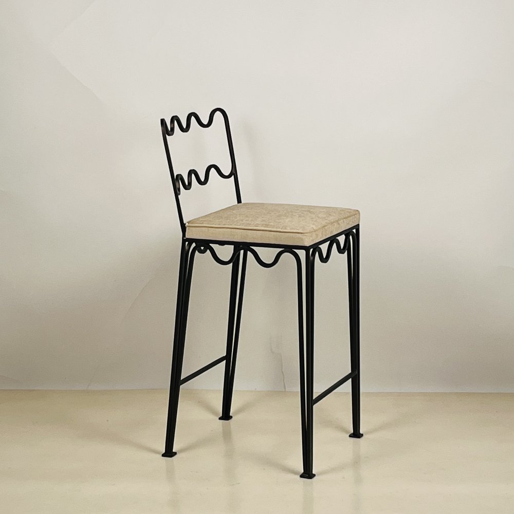 Tabouret 'Méandre' avec assise crème