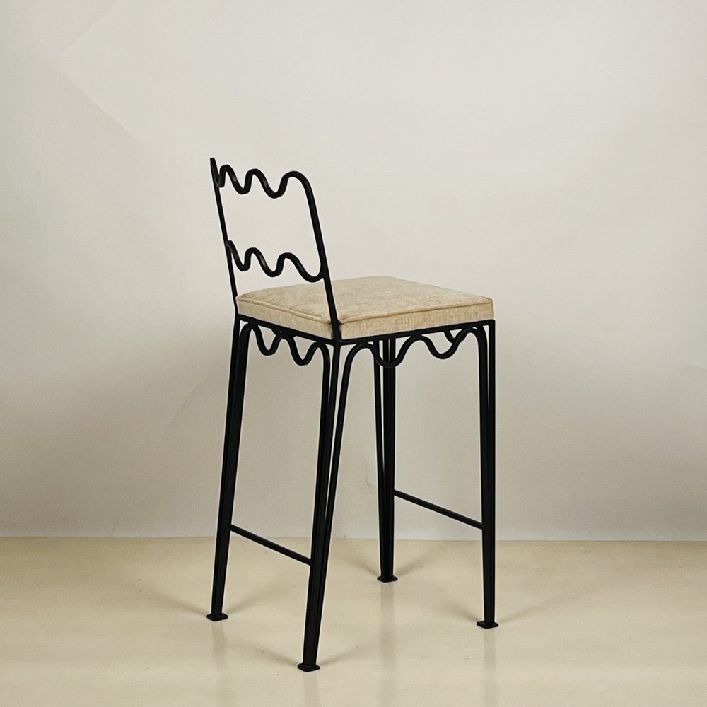 Tabouret 'Méandre' avec assise crème