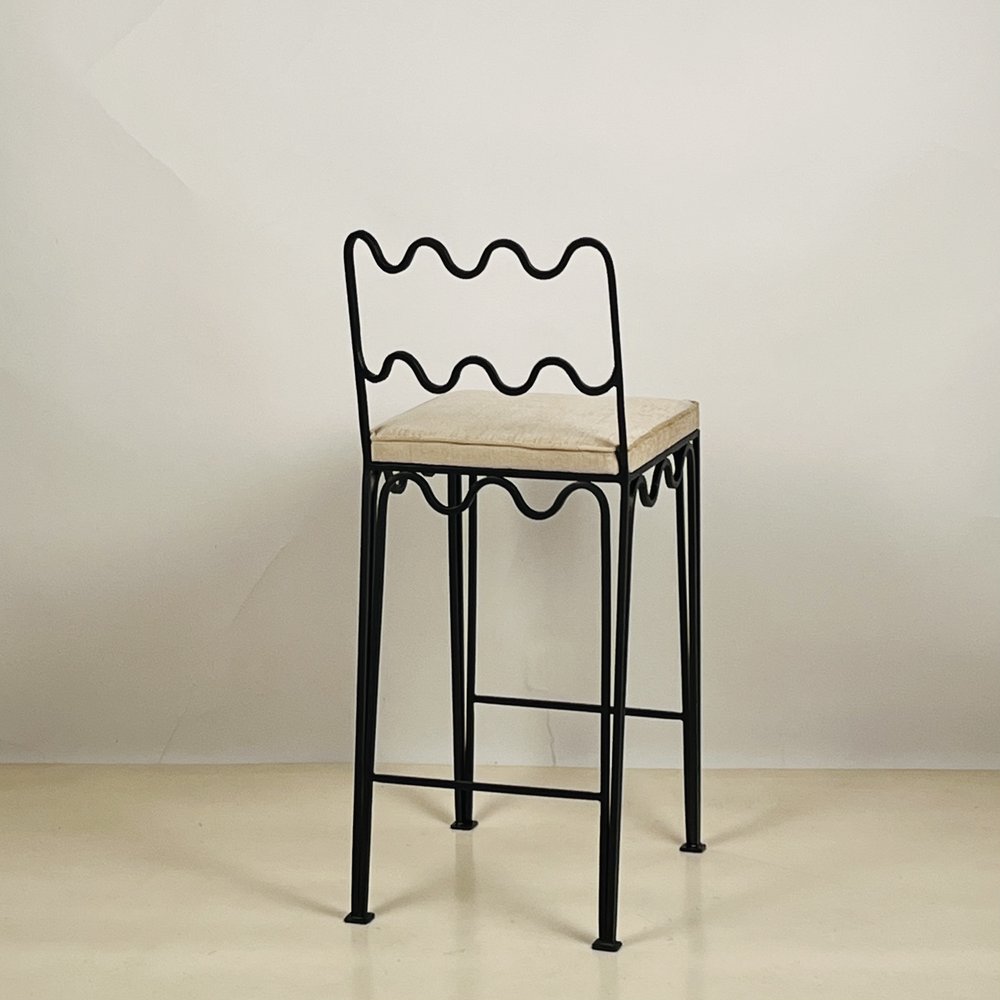 Tabouret 'Méandre' avec assise crème