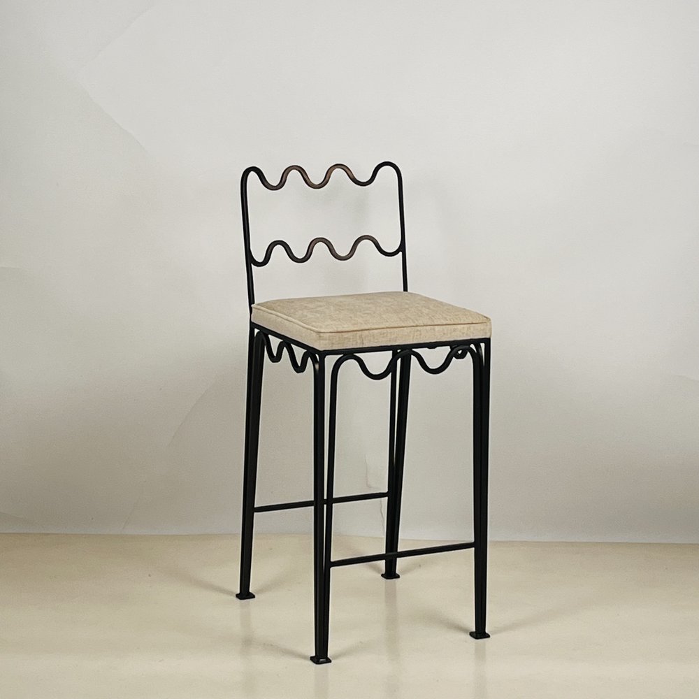 Tabouret 'Méandre' avec assise crème