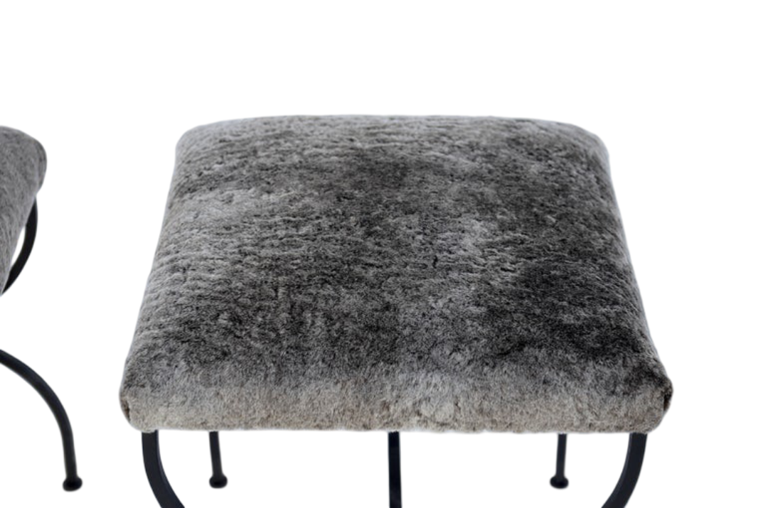 Paire de strapotin 'Arcade' assise shearling gris