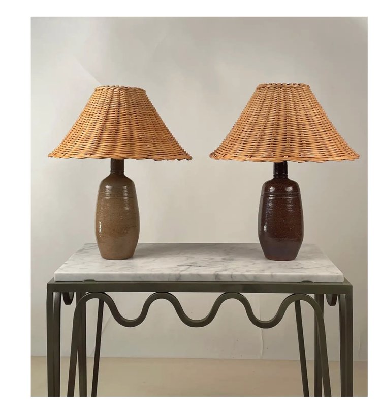 Paire de lampes 'Gourde' en grès 2 tons