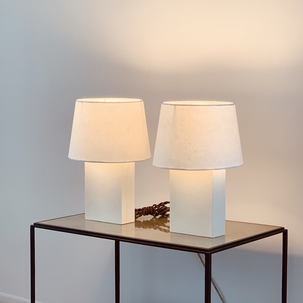 Paire de lampe 'bloc' en Parchemin