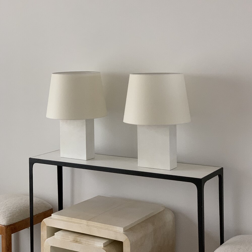 Paire de lampe 'bloc' en Parchemin
