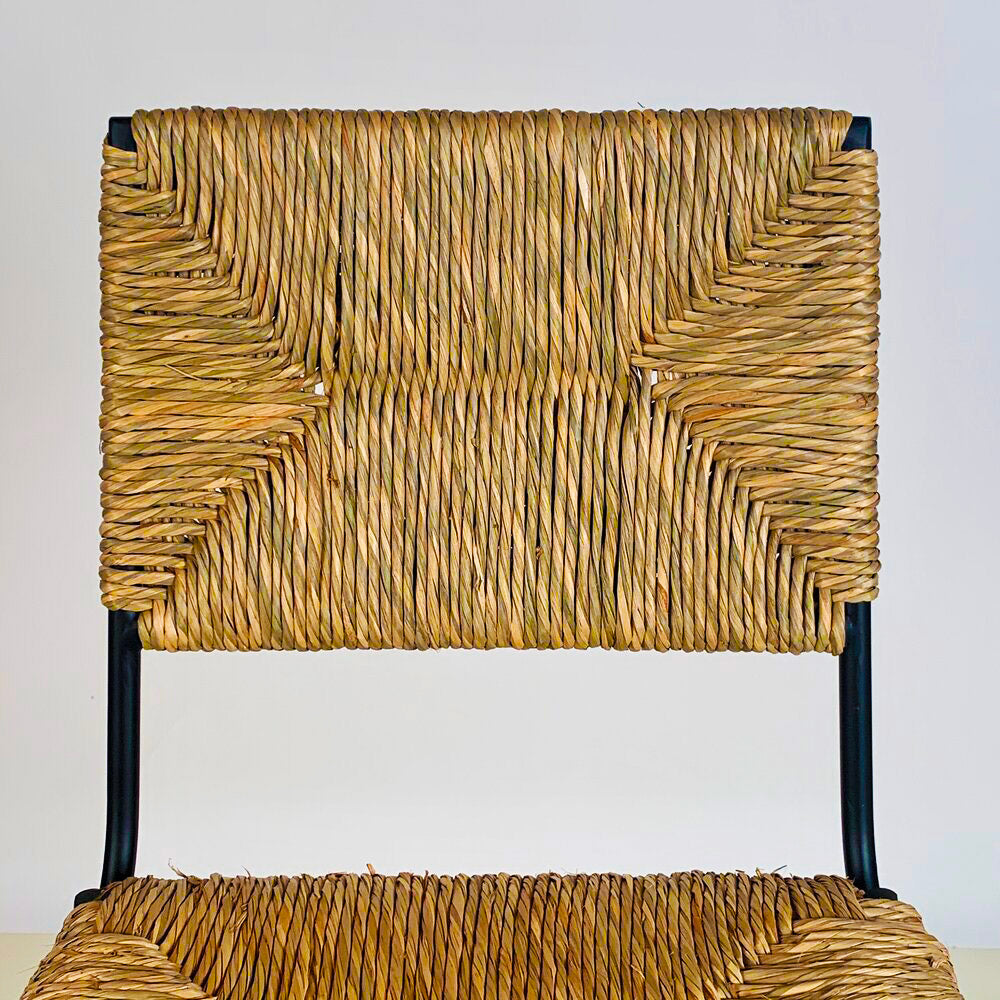 Set de 4 tabourets de comptoir 'Campagne' noire en paille de seigle