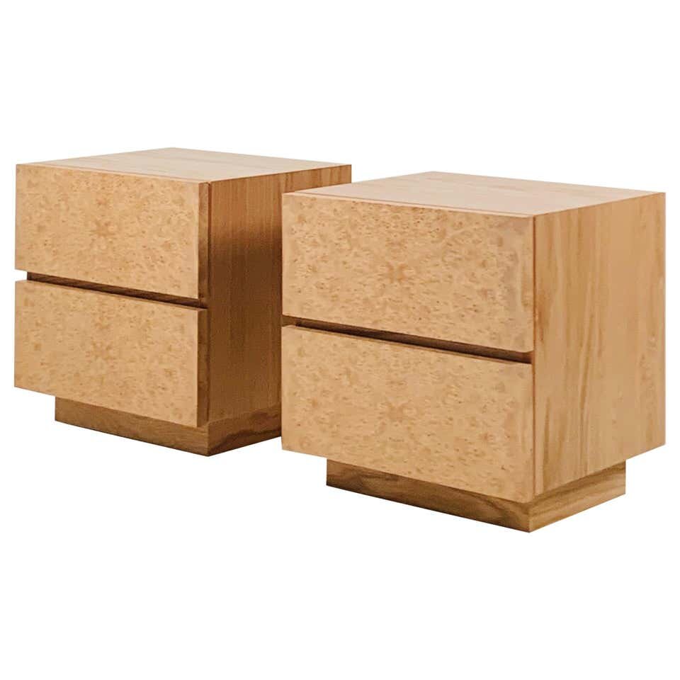 Table de chevet 'Amboine' finition bois d'écorce