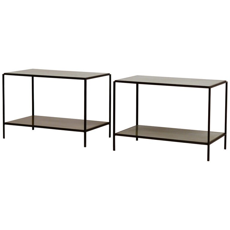 Tables 'Rectiligne' à double plateaux en miroir