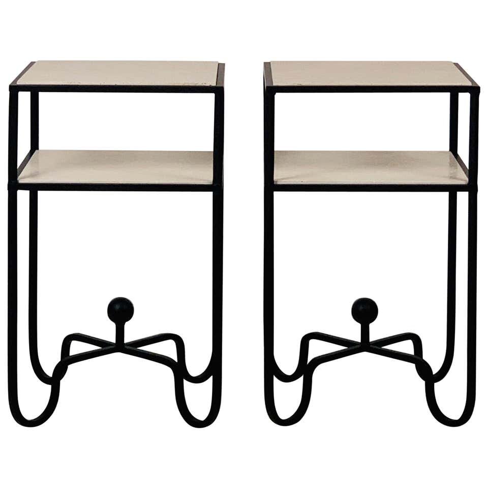 Pair of 'Entretoise' 2-tier side tables / Travertine