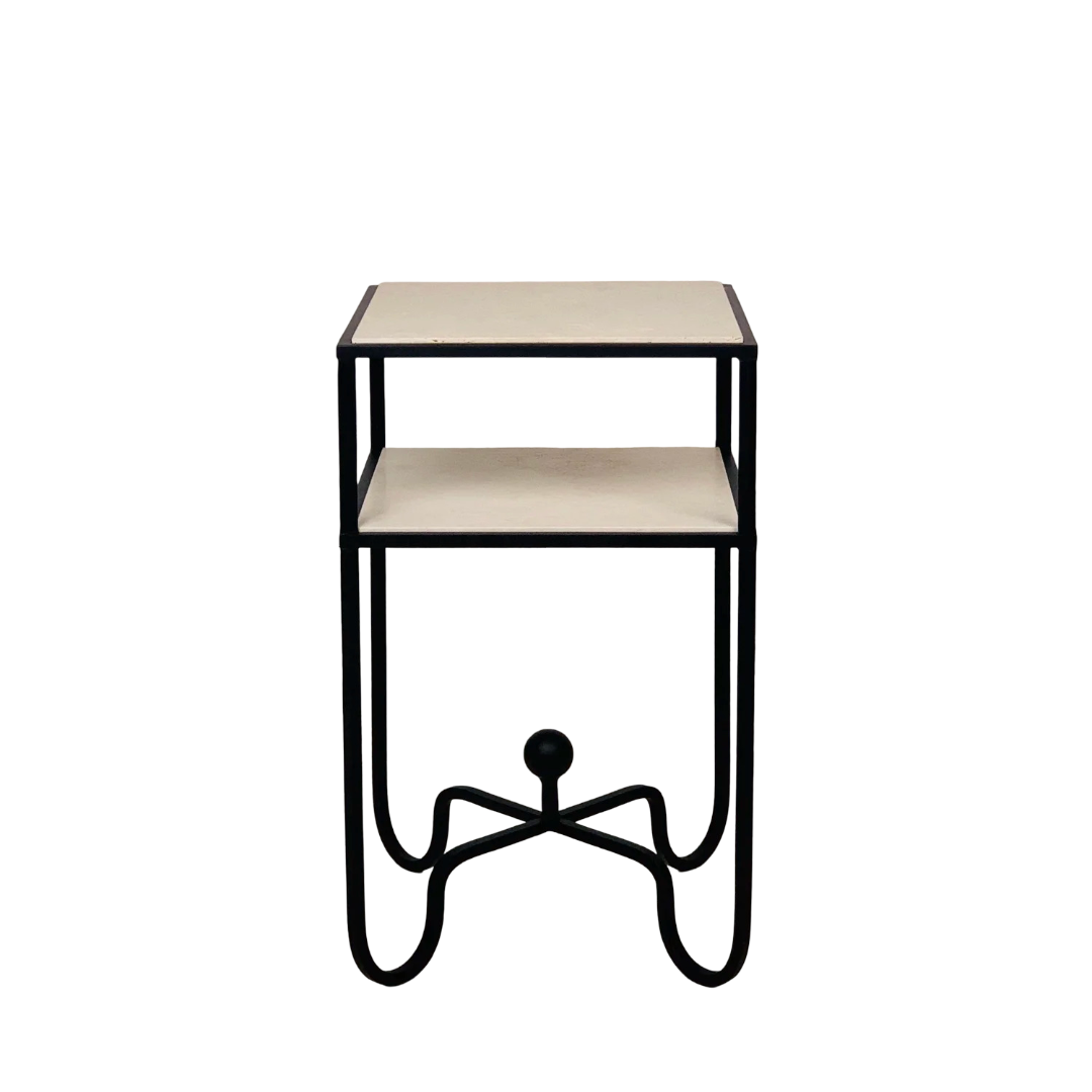Pair of 'Entretoise' 2-tier side tables / Travertine