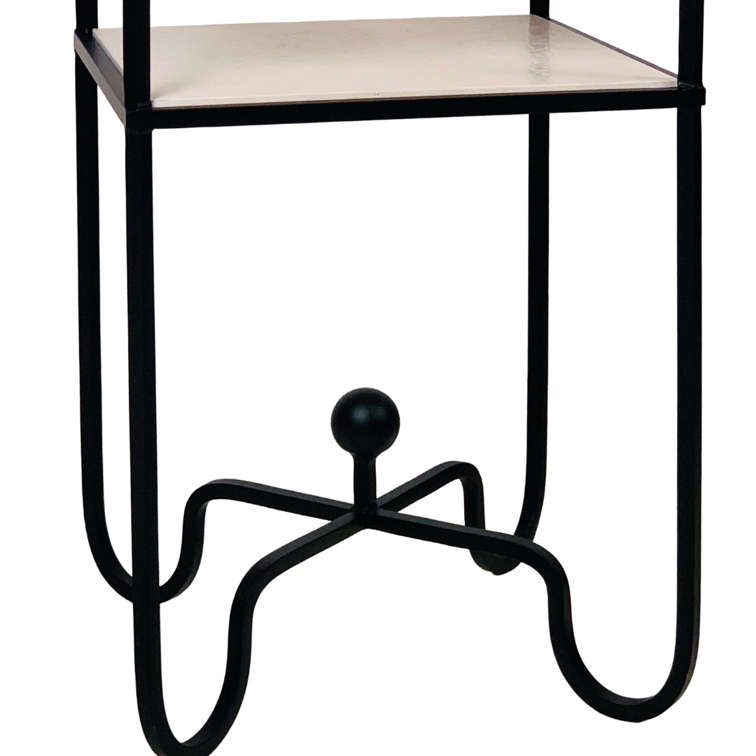 Pair of 'Entretoise' 2-tier side tables / Travertine