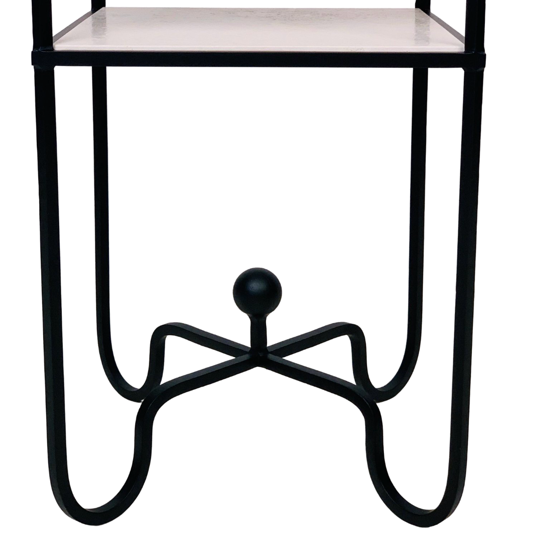 Pair of 'Entretoise' 2-tier side tables / Travertine