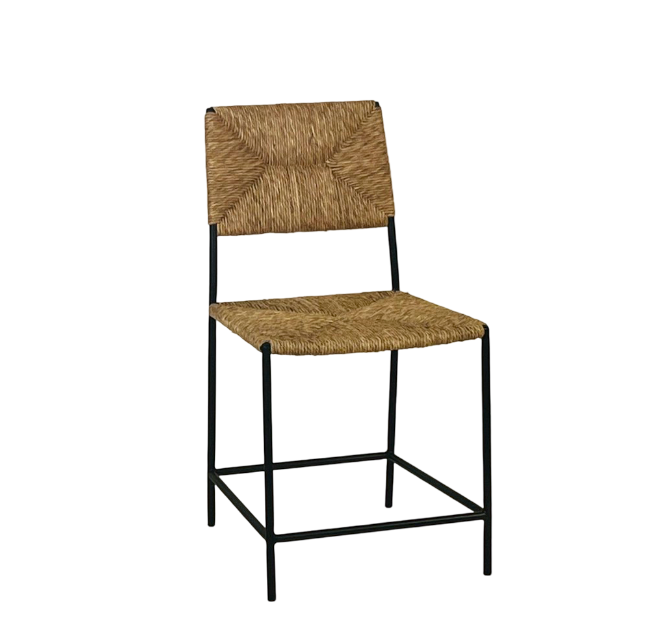 Paire de chaise 'Campagne' noire en paille tressée