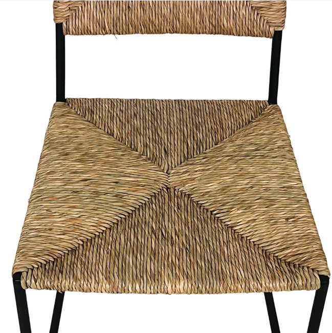 Paire de chaise 'Campagne' noire en paille tressée