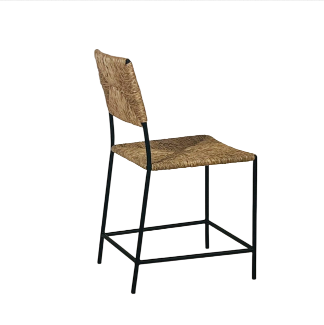 Paire de chaise 'Campagne' noire en paille tressée