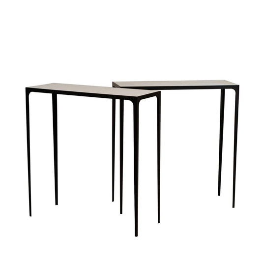Paire de large console 'Esquisse' avec plateau en parchemin