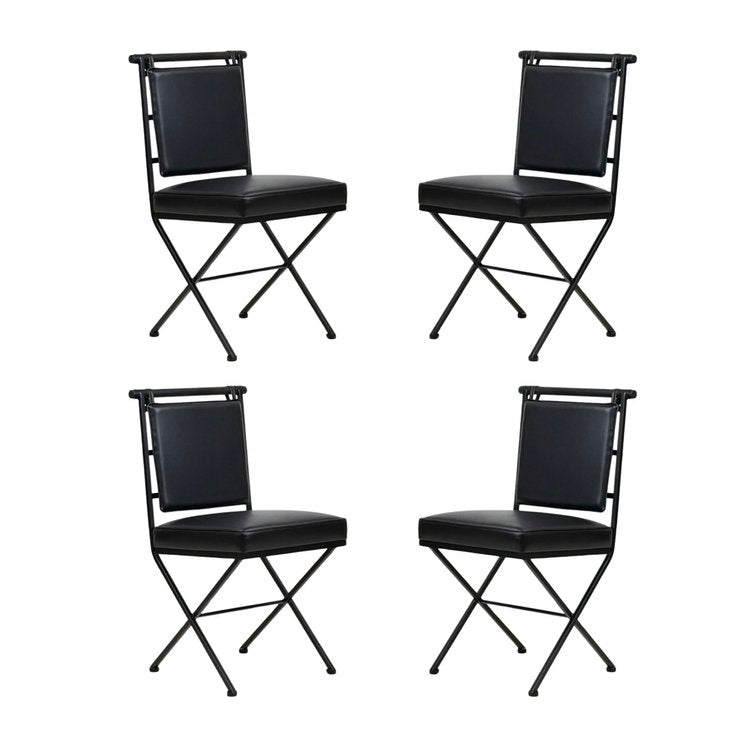 Chaise “Los Feliz” en cuir piqué noir