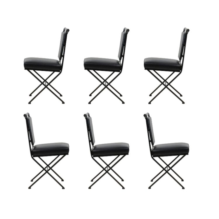 Chaise “Los Feliz” en cuir piqué noir