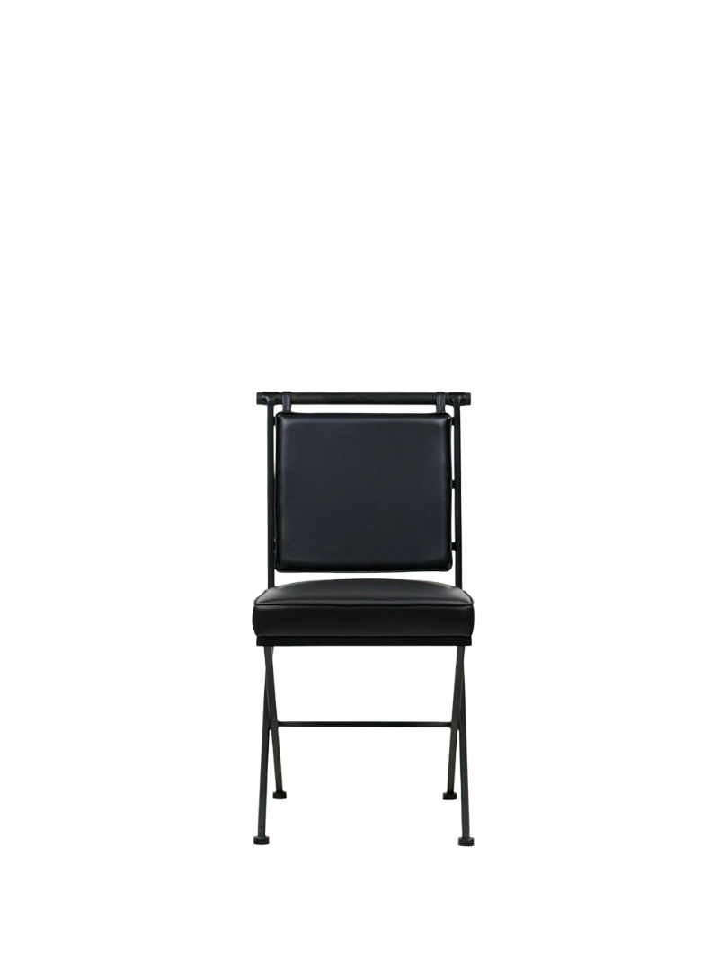 Chaise “Los Feliz” en cuir piqué noir