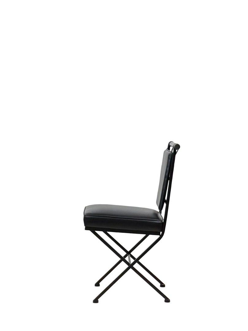 Chaise “Los Feliz” en cuir piqué noir