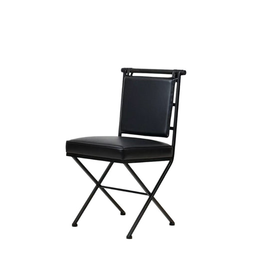 Chaise “Los Feliz” en cuir piqué noir