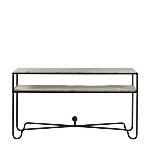 Large console à double plateaux en pierre du Brésil.