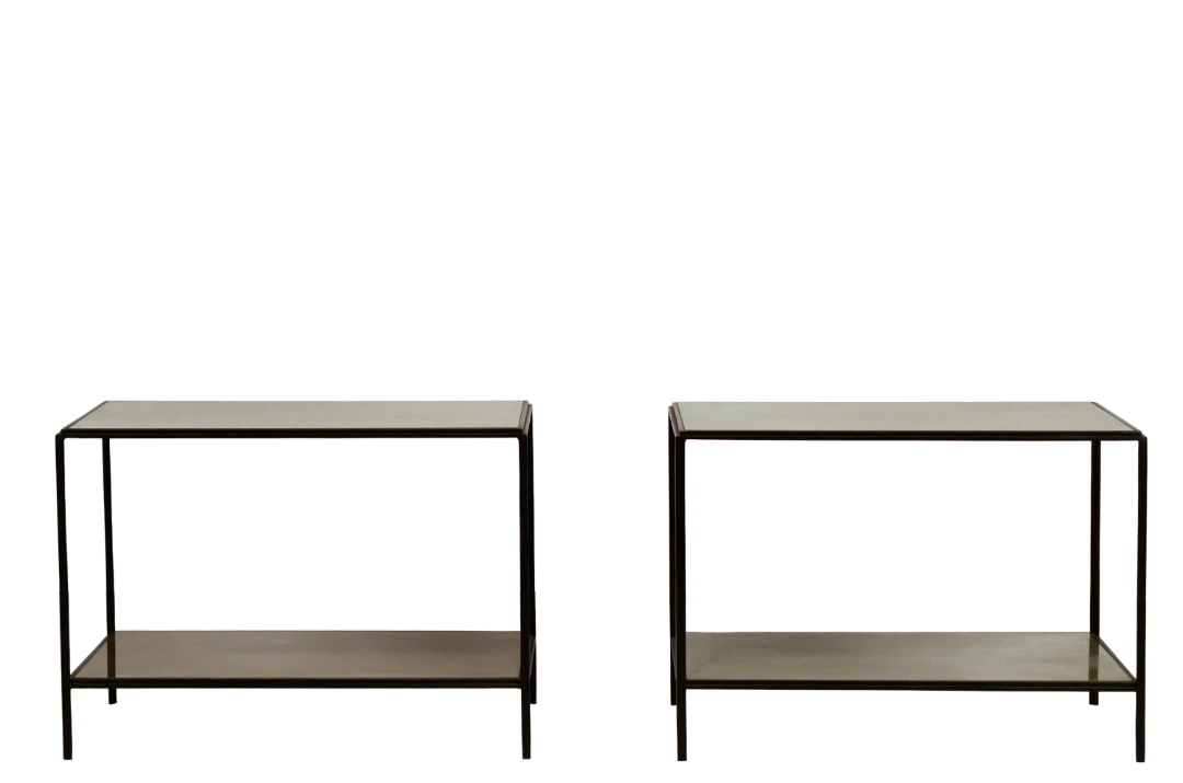 Tables 'Rectiligne' à double plateaux en miroir