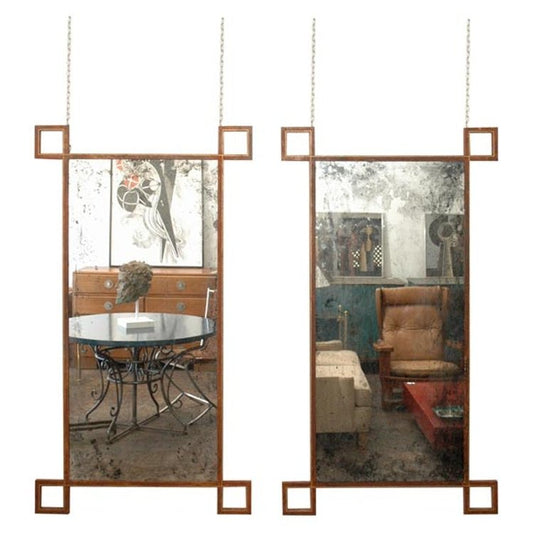 Paire de miroirs industrielle 'Rouille'