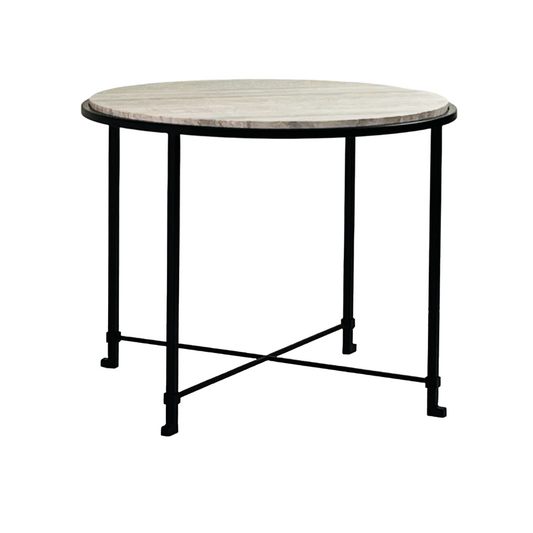 Guéridon 'Diagramme' circulaire / Travertin