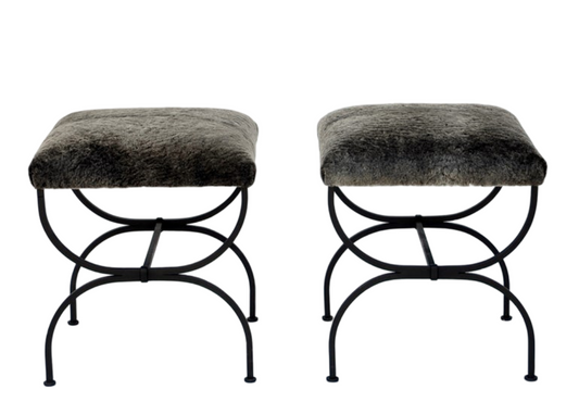 Paire de strapotin 'Arcade' assise shearling gris