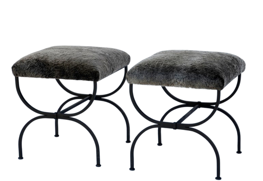 Paire de strapotin 'Arcade' assise shearling gris