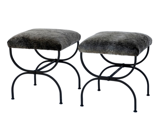 Paire de strapotin 'Arcade' assise shearling gris