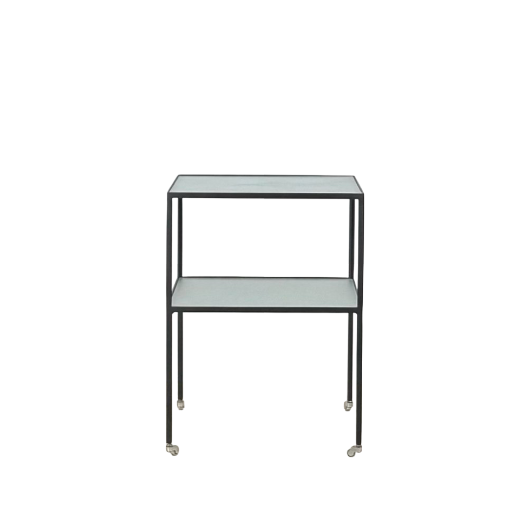 Table 'Equilibre' a double plateaux en verre dépoli