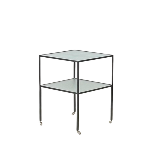 Table 'Equilibre' a double plateaux en verre dépoli