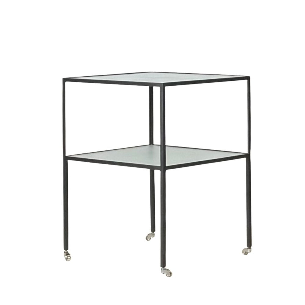 Table 'Equilibre' a double plateaux en verre dépoli