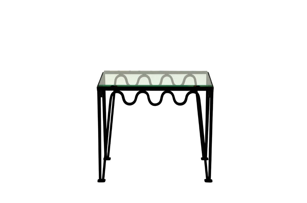 Pair of 'Meander' black/glass side tables.