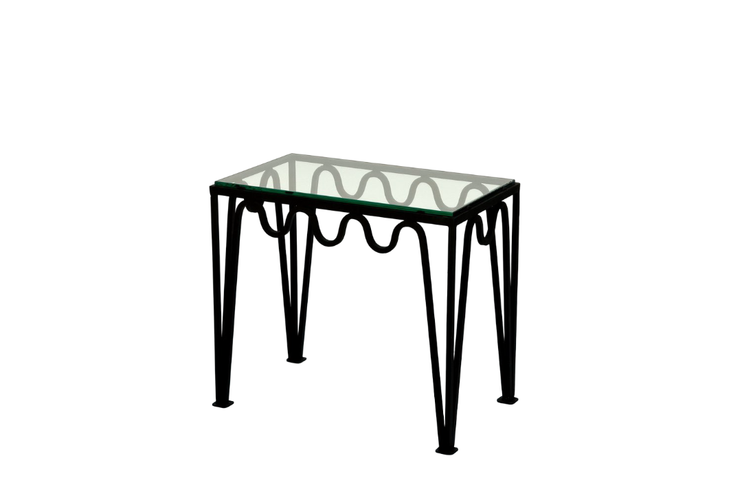 Pair of 'Meander' black/glass side tables.