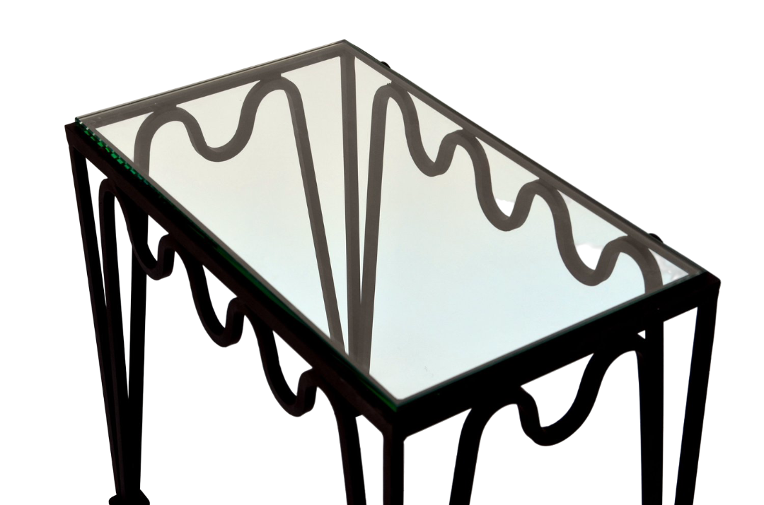 Pair of 'Meander' black/glass side tables.