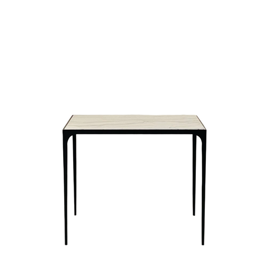 Table d’appoint 'Esquisse' en acier noirci et surface en pierre du Brèsil