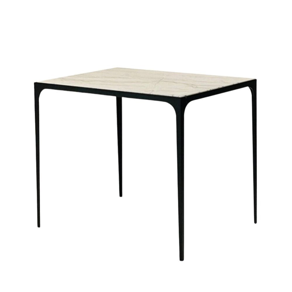 Table d’appoint 'Esquisse' en acier noirci et surface en pierre du Brèsil