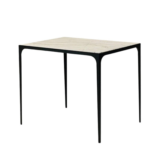 Table d’appoint 'Esquisse' en acier noirci et surface en pierre du Brèsil