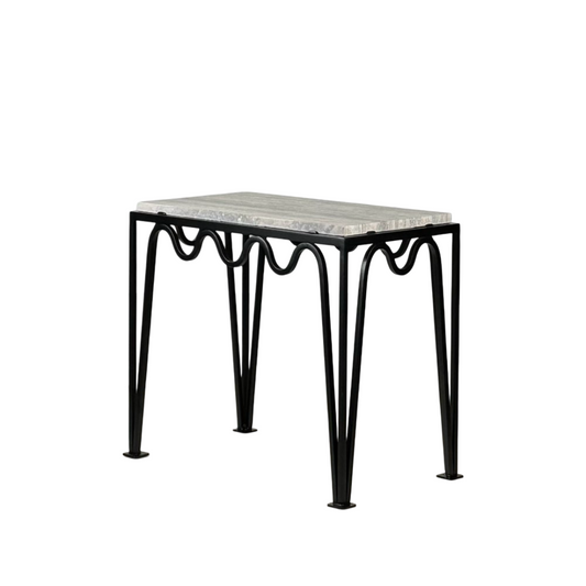 Table d'appoint 'Méandre' noire et granite marbre ?