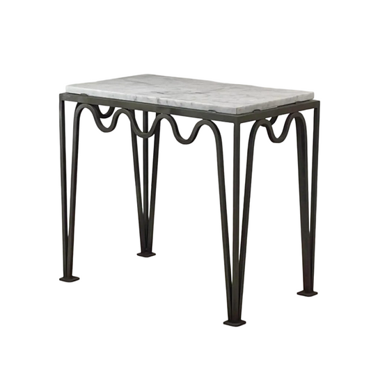 Table d'appoint 'Méandre' verdigris / marbre