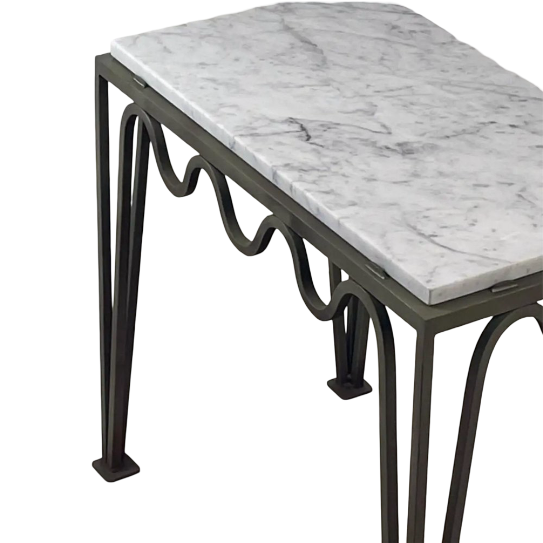 Table d'appoint 'Méandre' verdigris / marbre